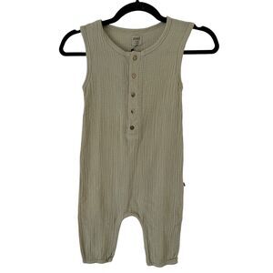 NWT Kidwild Organic Sage Green Gauze Bubble Romper Neutral Youth Size 4-5